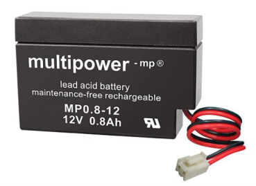 multipower-mp® AGM Bleiakkumulator MP0.8-12  12V 0.8Ah mit JST Stecker